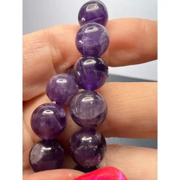 Bi color chevron dream amethyst necklace with sterling silver clasp - Picture 5 of 11